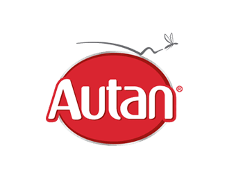 A red oval logo with "Autan" in white letters features a silhouette of a mosquito above it, set against a plain white background.