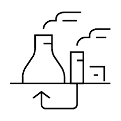 A laboratory flask and test tube sit together on a surface, with lines suggesting action or motion in the background, symbolizing science or laboratory processes.