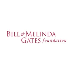 The main focus is the text "Bill & Melinda Gates Foundation" in red on a white background, styled in a formal serif font. There are no additional elements or actions.